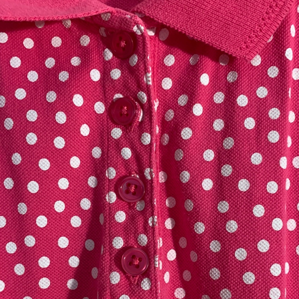 Kim Rogers Pink & White Polka Dot Polo EUC - Picture 3 of 8